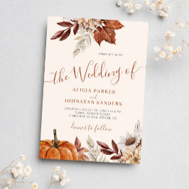 Convite outono outono outono QR boho casamento botânico