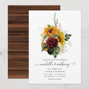 Convite Outono Rústico - Casamento Floral de Outono