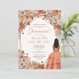 Convite outono Seco Fall Folha Foral Deixa Quinceanera