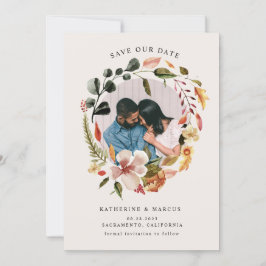 Convite outono sentir coroa floral salvar a dataConvite