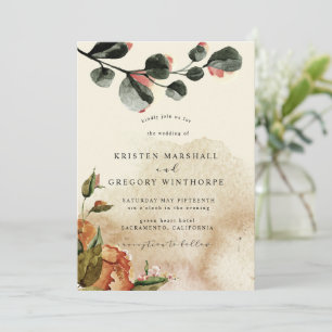 Convite outono sinto elegante Casamento floral