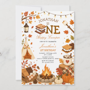 Convite Outono Um Feliz Acampador Aniversário de 1 Ano S’m