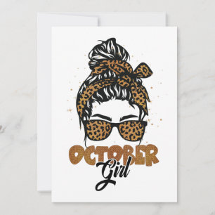 Convite Outubro Menina Cabelo Mensageiro Óculos de sol Sen