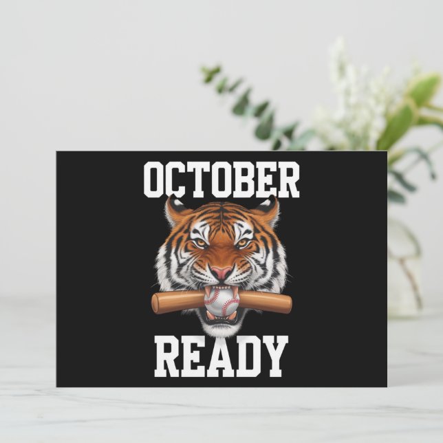 Convite Outubro Pronto Para Beisebol Tiger Pronto 2024 (Em pé/Frente)