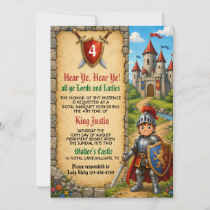 Convite Ouvi-vos Aniversário Real Renascença Medieval