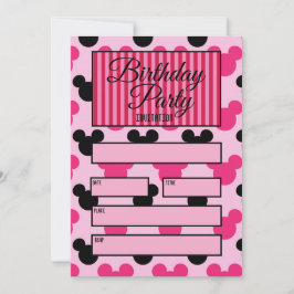 Convite Ouvidos rosa e pretos do mouse