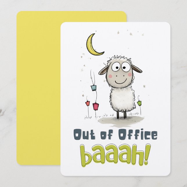 Convite Ovelha Divertida do Eid: Fora do Escritório BAAAH! (Frente/Verso)