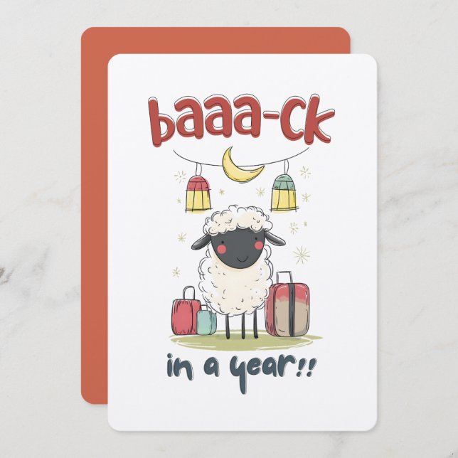 Convite Ovelhas de Eid de Férias | De Volta em um Ano! (Frente/Verso)
