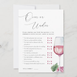 Convite Over or Under Vino before Vows Bridal Shower Game