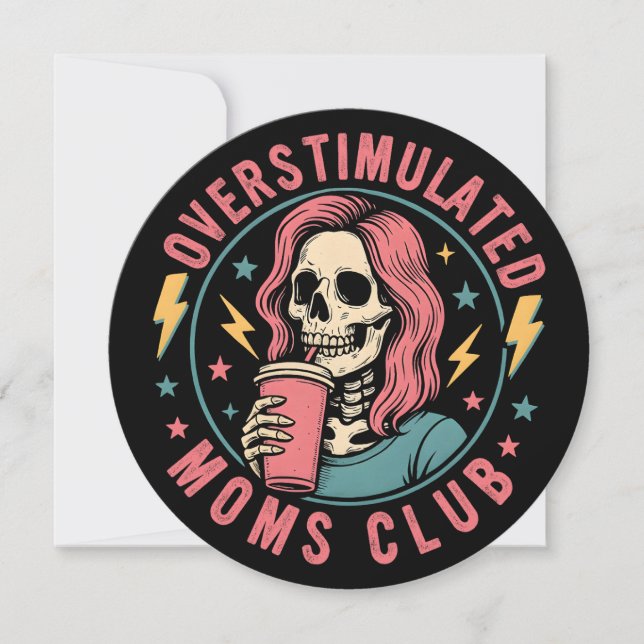 Convite Overstimulado Clube do Mães Skull Mensagem Mãe Vid (Frente)