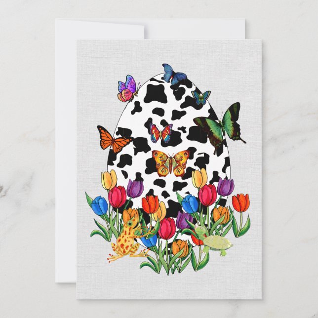 Convite Ovo da páscoa da pele da vaca (Frente)