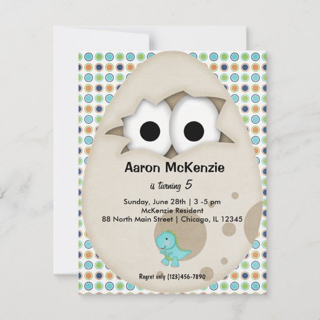 Convite Ovo de Dinossauro (Frente)