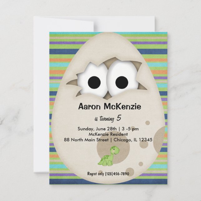 Convite Ovo de Dinossauro (Frente)