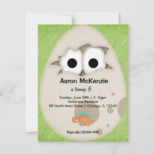 Convite Ovo de Dinossauro (Frente)