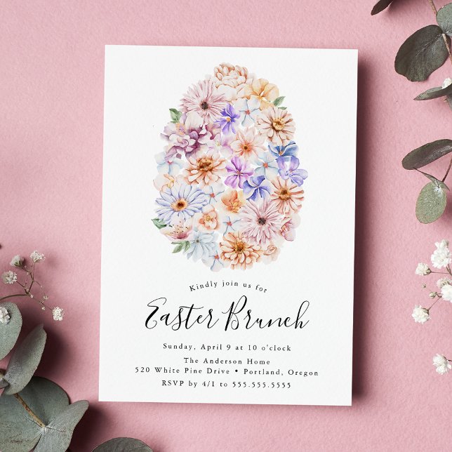 Convite Ovo de Páscoa Floral de Primavera Brunch de Páscoa (Criador carregado)