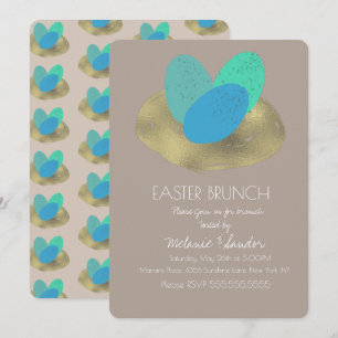 Convite Ovo de Páscoa Manchado Dourado Jantar Brunch Famíl