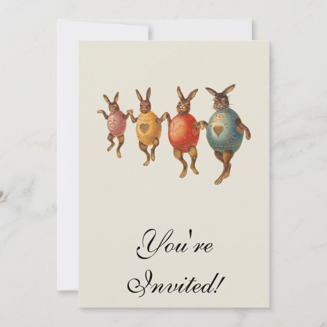 Convite Ovos Dançantes De Coelho Da Páscoa (Frente)