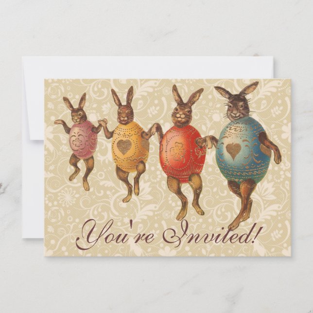 Convite Ovos Dançantes De Coelho Da Páscoa (Frente)