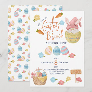 Convite Ovos de Páscoa Gnome Aquarela Brunch