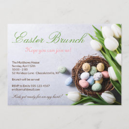 Convite Ovos de Tulipas Florais de Brunch, Páscoa Elegante