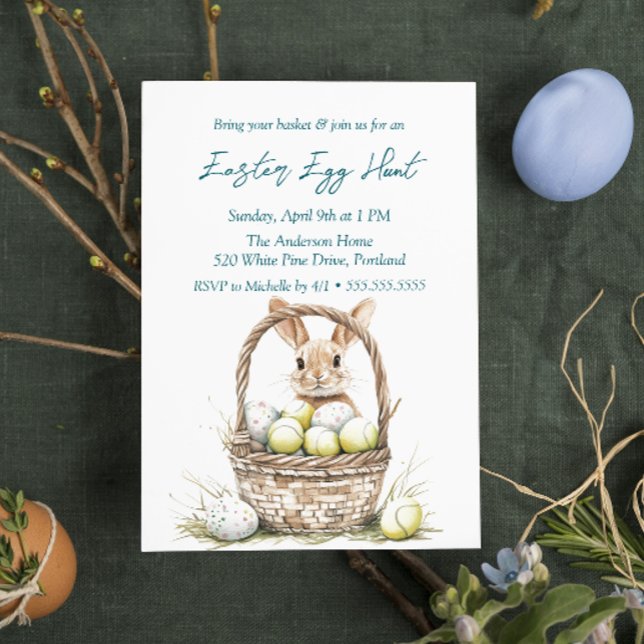 Convite Ovos e coelho na cesta de ovos de Páscoa (Criador carregado)