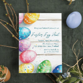 Convite Ovos em Caça de Ovos de Páscoa no Chão de Madeira