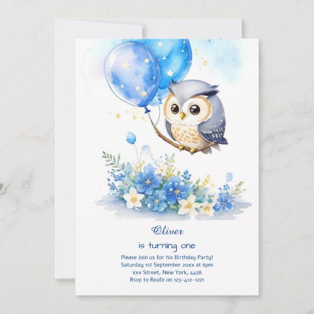 Convite Owl Birthday (Frente)