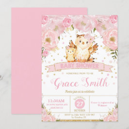 Convite Owl Floral Chá de fraldas Invitation Girl