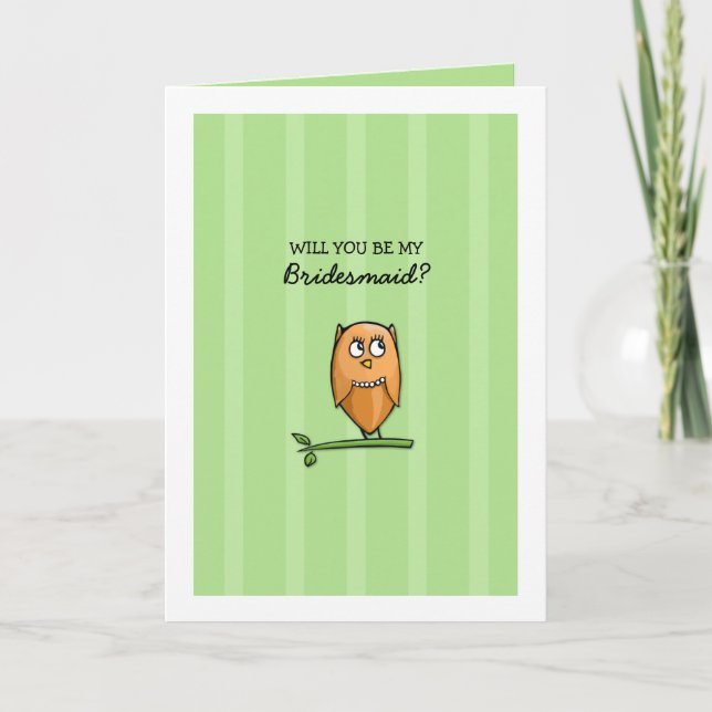 Convite Owl Love Green Seja Minha Carta De Bridesmaid (Frente)