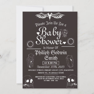 Convite Owl Vintage Elegant Gothic, Chá de fraldas de Hall
