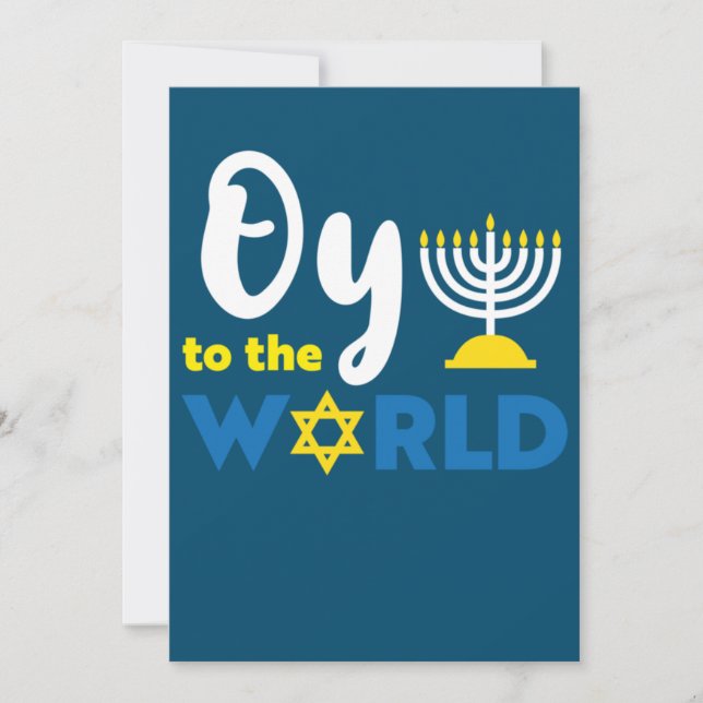 Convite Oy Para o Mundo, Divertido Feliz Hanukkah (Frente)