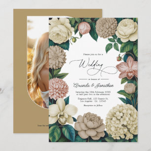 Convite Oyster Pearl, Soft Taupe e Champagne Blush Casamen