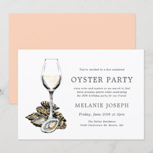 Convite Oyster Pearl Themed Birthday   Tema de Pêssego