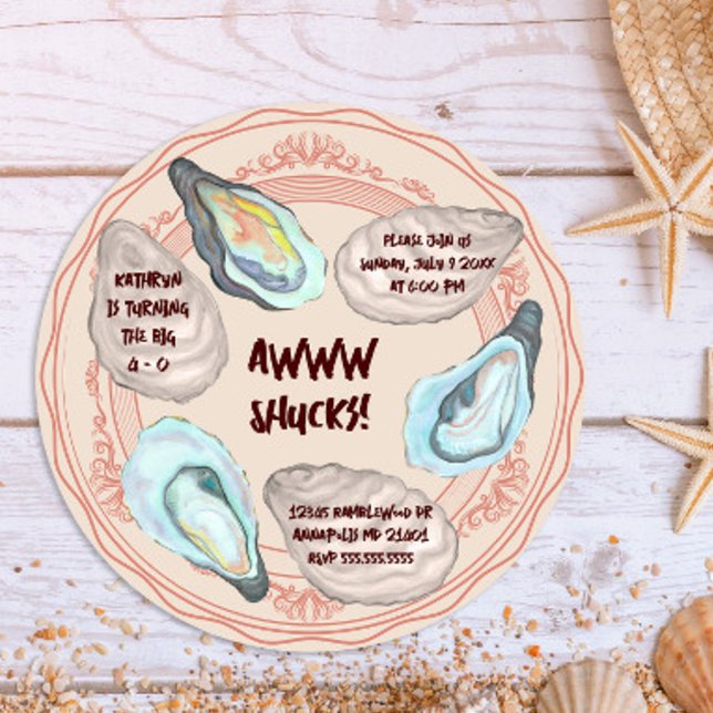 Convite Oyster Roast Awww Shucks Adult Birthday Party (Criador carregado)