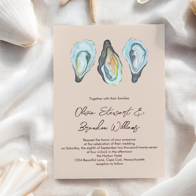 Convite Oyster Roast Coastal Seaside Watercolor Wedding  (Criador carregado)