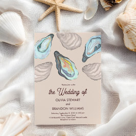 Convite Oyster Roast Coastal Seaside Watercolor Wedding 
