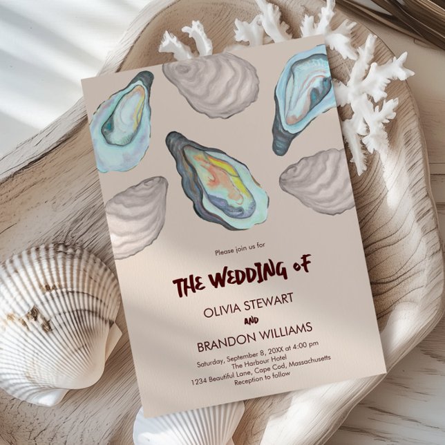 Convite Oyster Roast Coastal Seaside Watercolor Wedding  (Criador carregado)