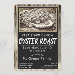 Convite Oyster Roast Preto e Branco Para Todos os Fins