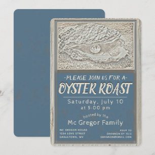 Convite Oyster Roast Tan e Azul Para Todos os Usos