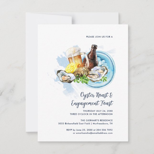 Convite Oyster Roast Wedding Engagement Seafood Party (Frente)