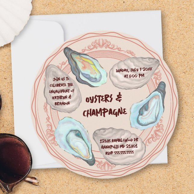 Convite Oysters and Champagne Wedding Engagement Party (Criador carregado)