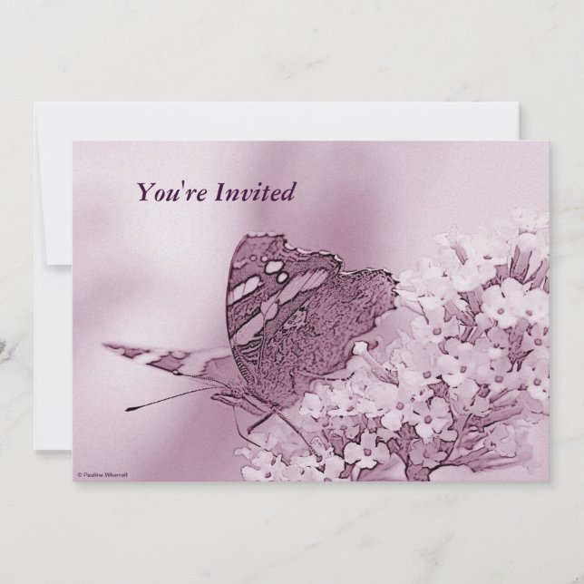 Convite © P Wherrell Contemporâneo borboleta em buddleia (Frente)