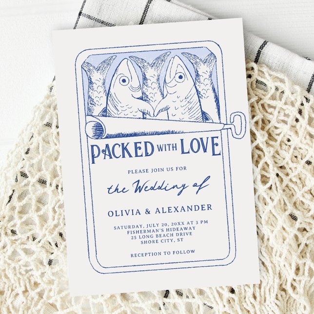 Convite Packed with Love Whimsical Sardines Wedding (Criador carregado)