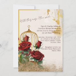 Convite Pacote de Casamento de Rosa de Dourado Pedido Pers
