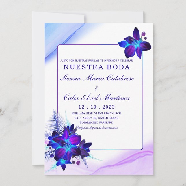Convite Pacote de casamento Orquídea azul (Frente)