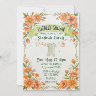 Convite Pacote de Flores Localmente Cultivadas Baby Shower