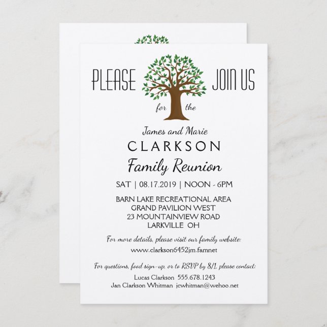 Convite Pacote de Informações de Reunião da Famíli (Frente/Verso)