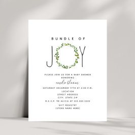 Convite Pacote De Joy Greenery Wreath Neutral Chá de frald