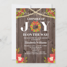 Convite Pacote De Joy Wreath Wood Chá de fraldas De Natal