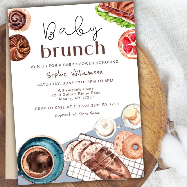 Convite Padaria de Brunch de Bebê Pastelaria Café da Manhã (Criador carregado)